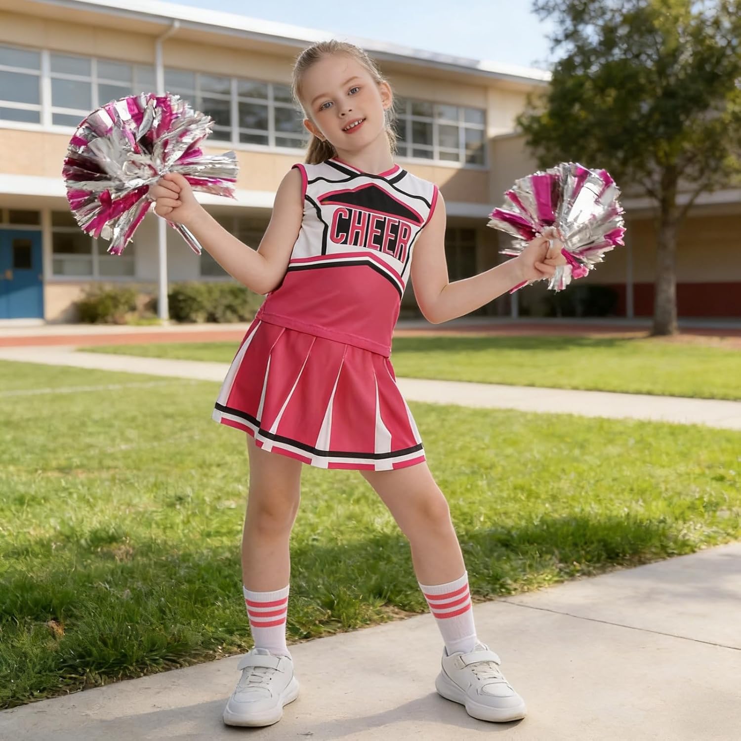 yolsun Cheerleader Costume for Girls Cheerleading Kids Dress up Halloween Cute Uniform High School Cheer leader Outfit - Image 7