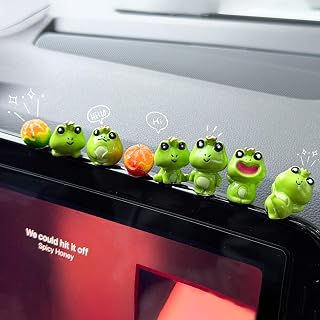 8 PCS Cute Frog Car Rearview Mirror Ornaments, Fun Mini Frogs Tangerine Cars Dashboard Decorations, Automotive Interior Accessories for Women Men