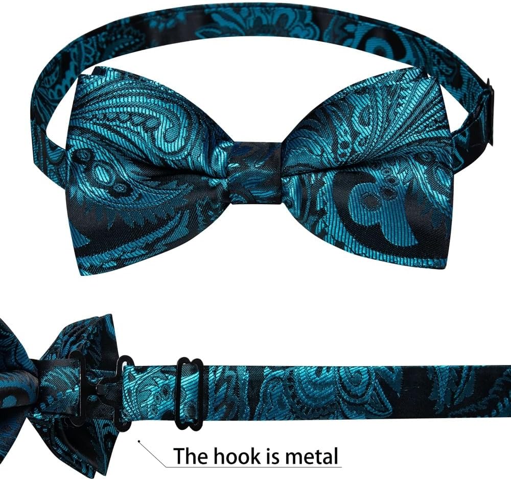 Pre-tied Bow Tie and Handkerchief Cufflinks Sets for Man Wedding Business Bowtie Paisley Knots
