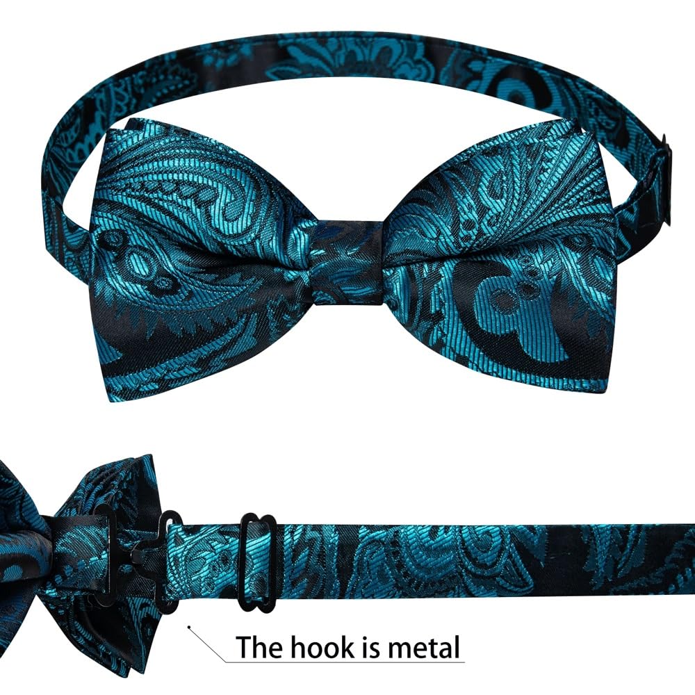 JFDBGU Pre-tied Bow Tie and Handkerchief Cufflinks Sets for Man Wedding Business Bowtie Paisley Knots