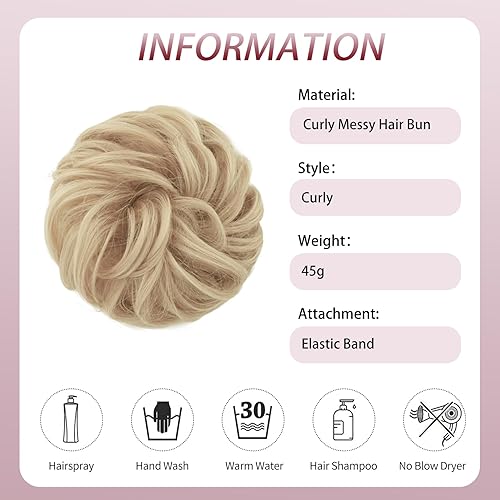 Miniatura 3 de Extensiones de cabello sintético ondulado y desordenado para mujer, extensiones de moño rizado y desordenado para mujer, extensiones de cola de