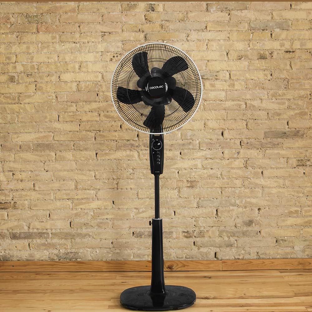 Cecotec Ventilatore a Piantana con Timer EnergySilence 1020 ExtremeFlow. 60 W, 10 pale, Potente, Oscillante, Silenzioso, 3 velocità, Regolabile, Motore in Rame, Nero