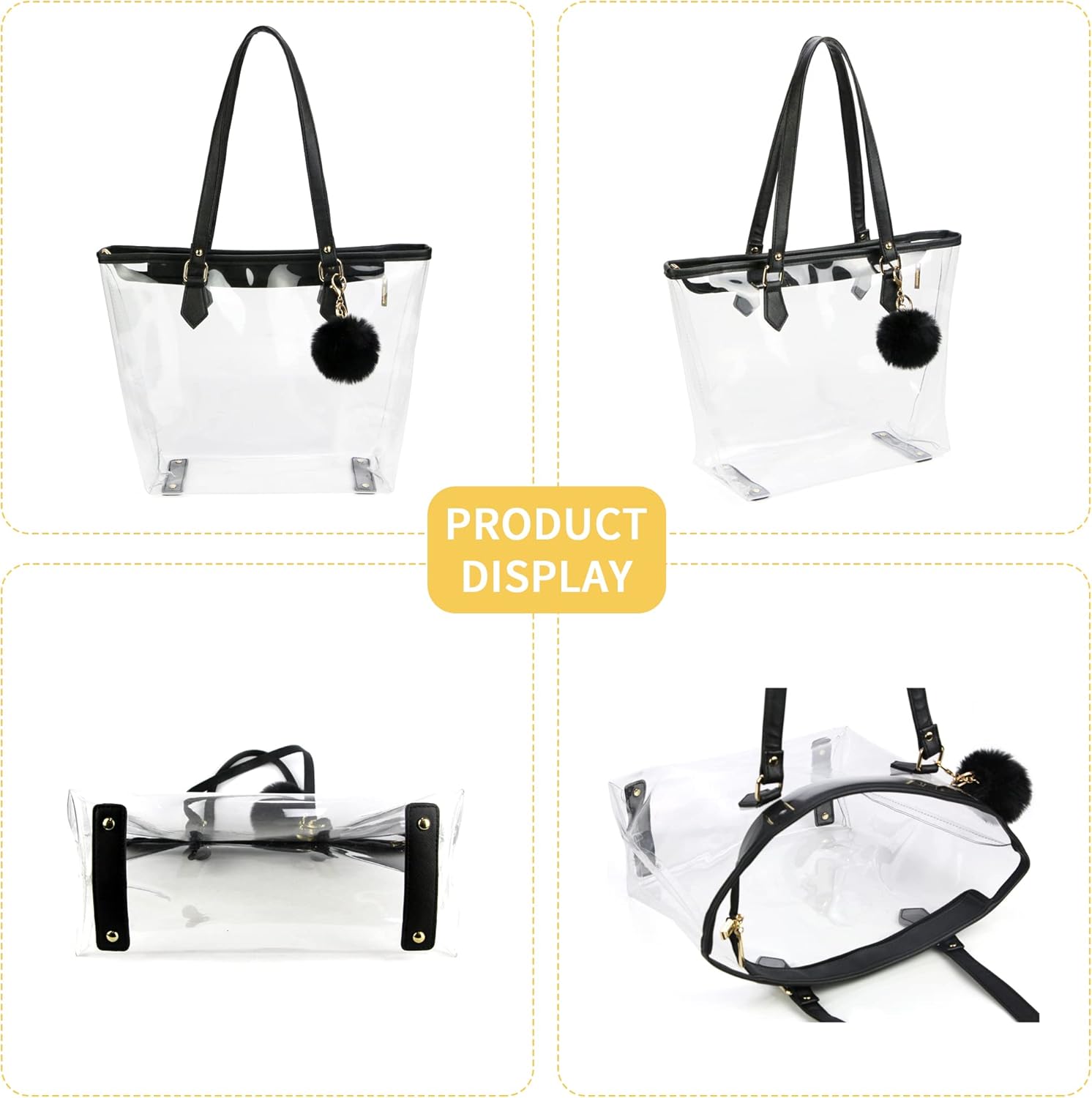 Large Clear Bag Transparent Shoulder Handbag with Plush Pendant - Image 7