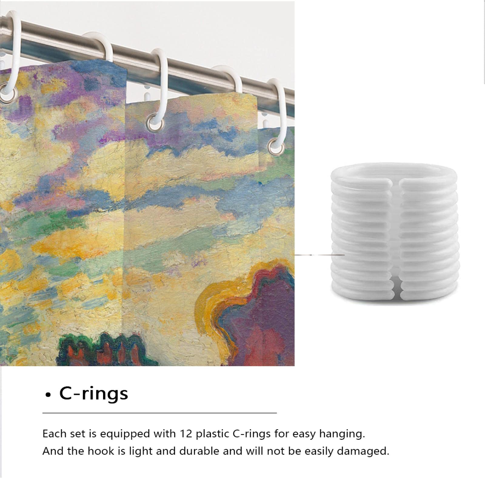 Art abstrait Rideau de Douche doublure coloré Aquarelle Polyester Tissu Rideau de Douche ensembles Avec crochets Les Grands arbres par Georges Braque 180Bx240Lcm