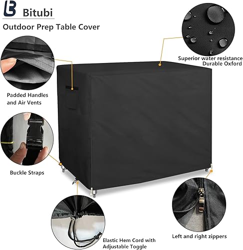 Miniatura 3 de Bitubi Funda de mesa de preparación al aire libre con cremallera dividida, resistente al agua, de acero inoxidable para preparación y mesa de