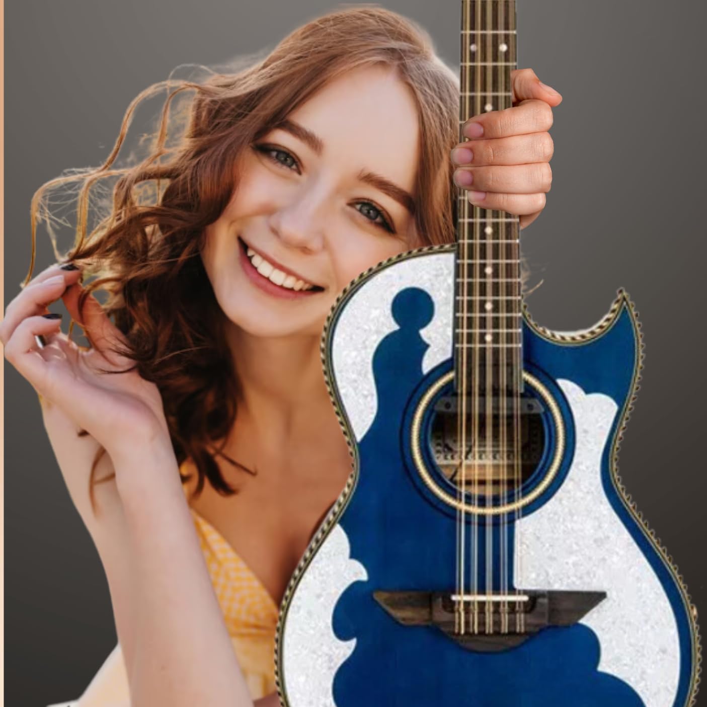 H. Jimenez, 7-String Acoustic-Electric Guitar, Ambidextrous, Blue (LBQ4ETB) - Image 7