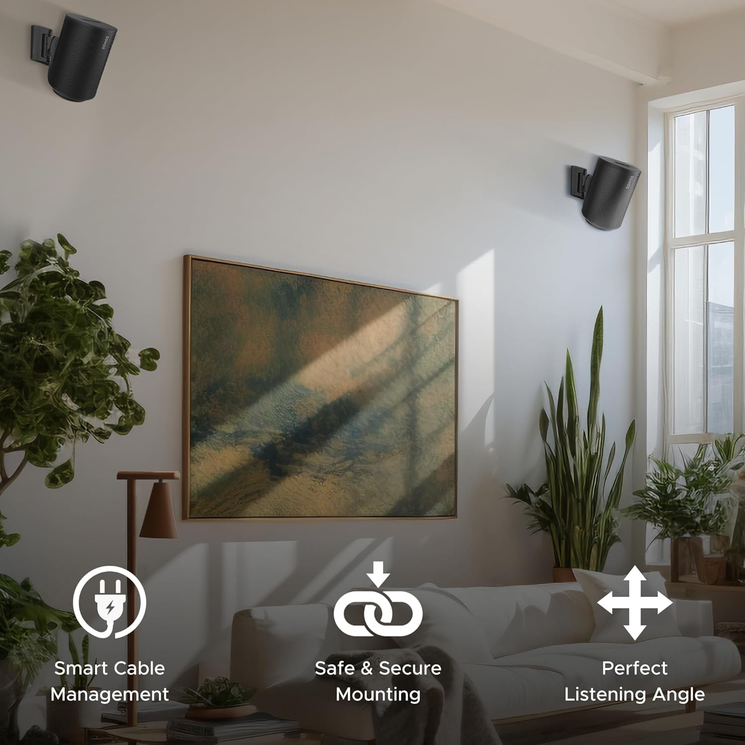 Sound Bass ERA100 Wall Mount Bracket, Tilt and Swivel, Black, Twin (2pcs), Compatible with Sonos ERA 100, Effortless Installation, Includes Mounting Kit, Double, Pair - Image 7