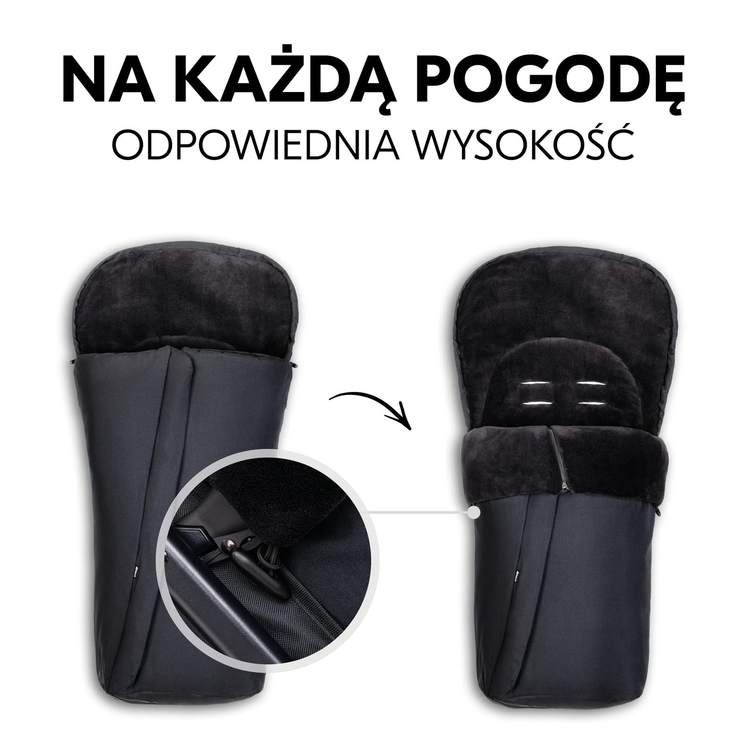 hauck uniwersalny śpiworek do spacerówki i przyczepki rowerowej, ciepły polarek, proste zakładanie z 5-punktowym pasem, ochrona antypoślizgowa, dwukierunkowy suwak, prany w pralce, składany