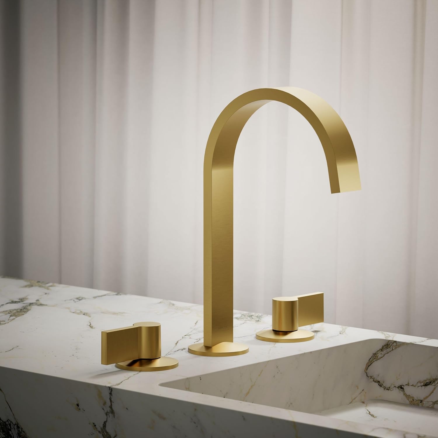 Kohler 77968-2MB Components® Bathroom Sink Faucet spout with Ribbon Design, 1.2 gpm, Vibrant Brushed Moderne Brass