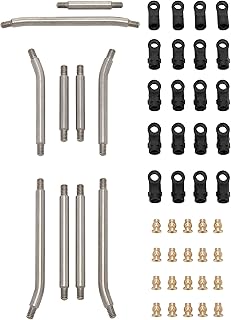 MEUS RACING Stainless Steel High Clearance Chassis Links Steering Links Set 10pcs 132mm Wheelbase for 1/24 Rock Crawler Car SCX24 C10 Bronco Wrangler