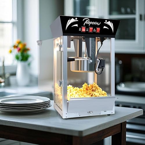Miniatura 3 de Máquina para hacer palomitas de maíz, 850 W, máquina profesional para hacer palomitas de maíz, hervidor de acero inoxidable de 12 onzas, máquina de