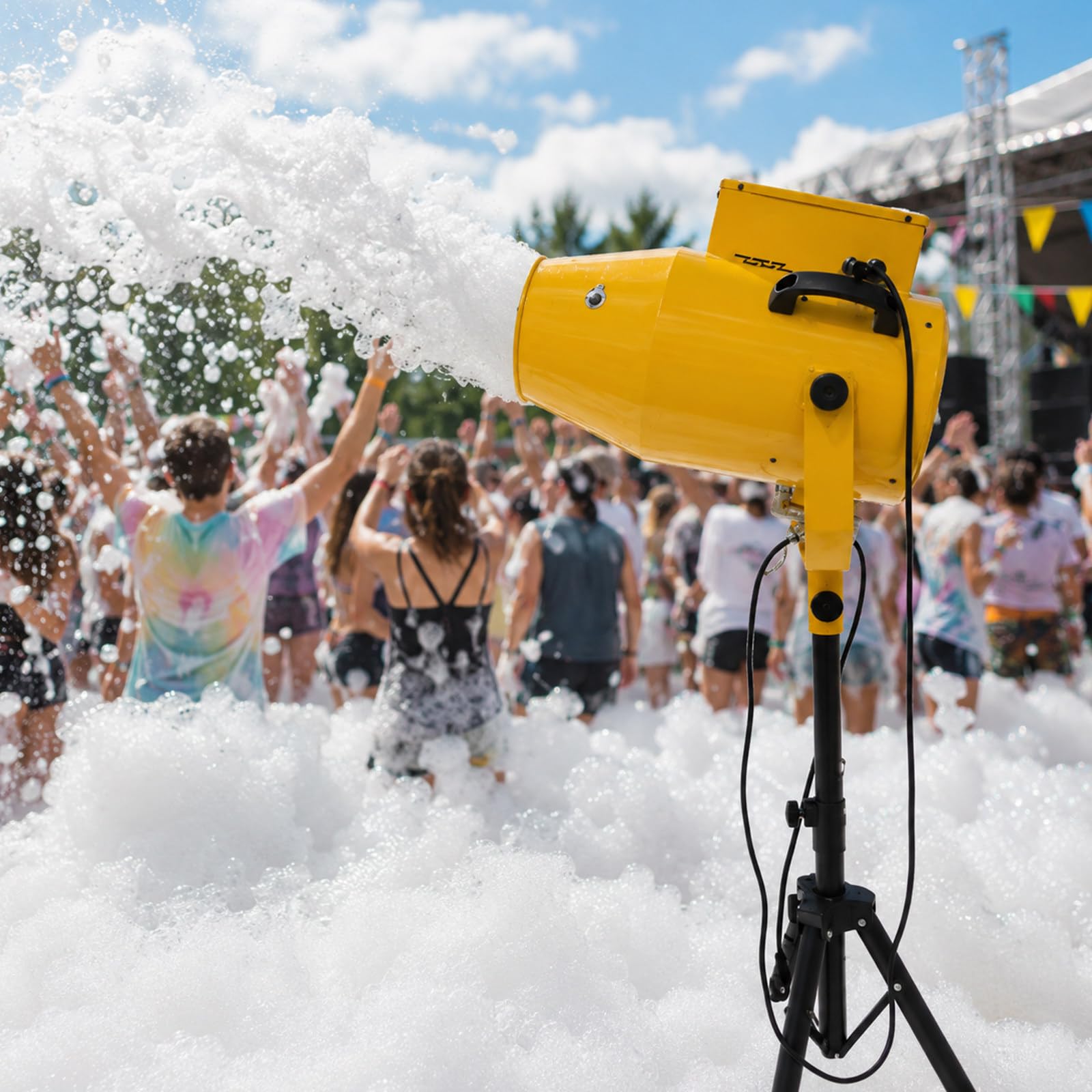Pealiritansemen Yellow Foam Cannon, Foam Maker For Party With Detachable Head, Carry Handle, Water Pump And Adjustable Tripod, Portable Foam Fun For Pools And Events, Summer Camps And Mall Shows