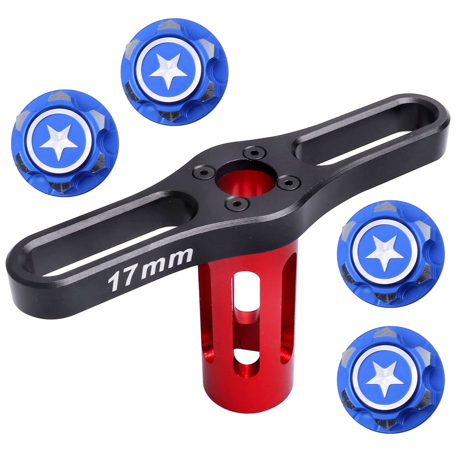 17mm Wheel Nuts 17mm Wheel Wrench Tool for Traxxas X Maxx E Revo 2.0 Summit T Maxx RC Monster Truck Wheels Tires (w/Blue Nut)