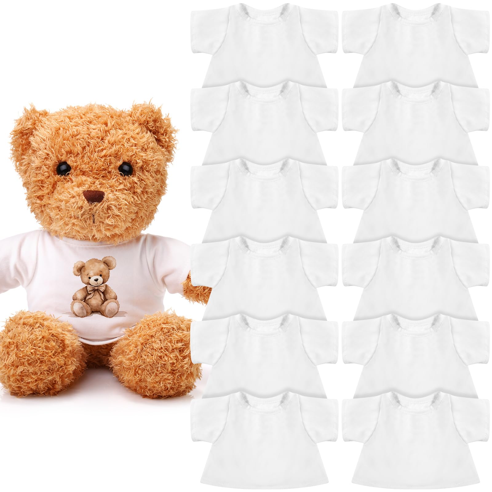 Litherr S 12 PCS Stuffed Bear Clothes Shirt Stuffed Animal Clothes Plush Doll Tshirts Classic Plush Bear Shirts Fit 8-12 Inches Stuffed Bear Dolls
