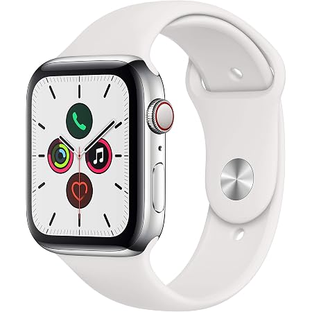 Apple Watch Series 5 44mm (GPS + Cellular) - Cassa In Acciaio Inossidabile  Color Argento Con Bianco Cinturino Sport (Ricondizionato) : Amazon.it:  Elettronica