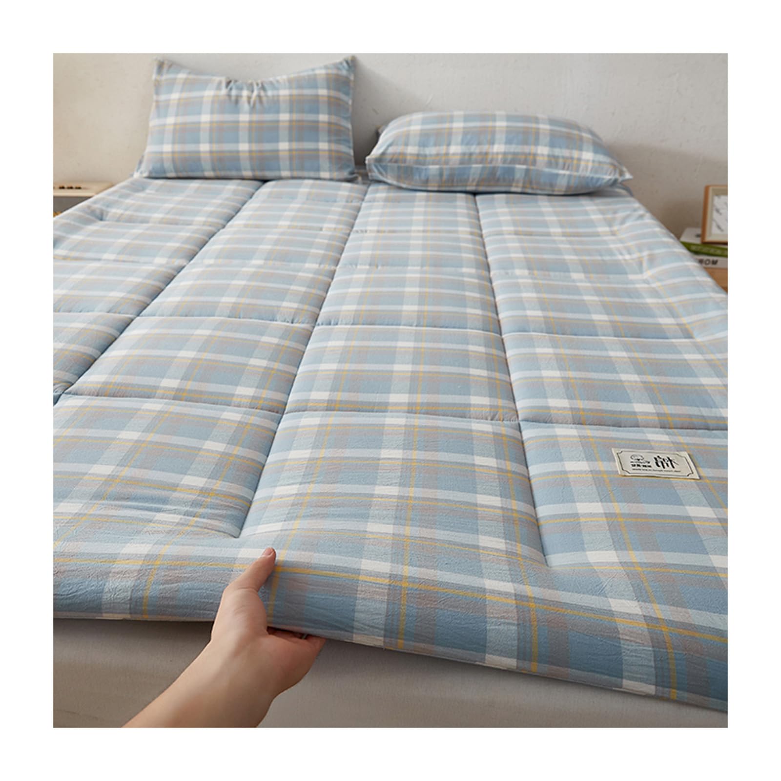 Portatile Materasso Futon Pieghevole Giapponese con Elastico, Arrotolabile Materassino da Campeggio Matrimoniale/Singolo, Spesso Materassino Pieghevole Tatami per Viaggi,D,120x200cm/47x79in