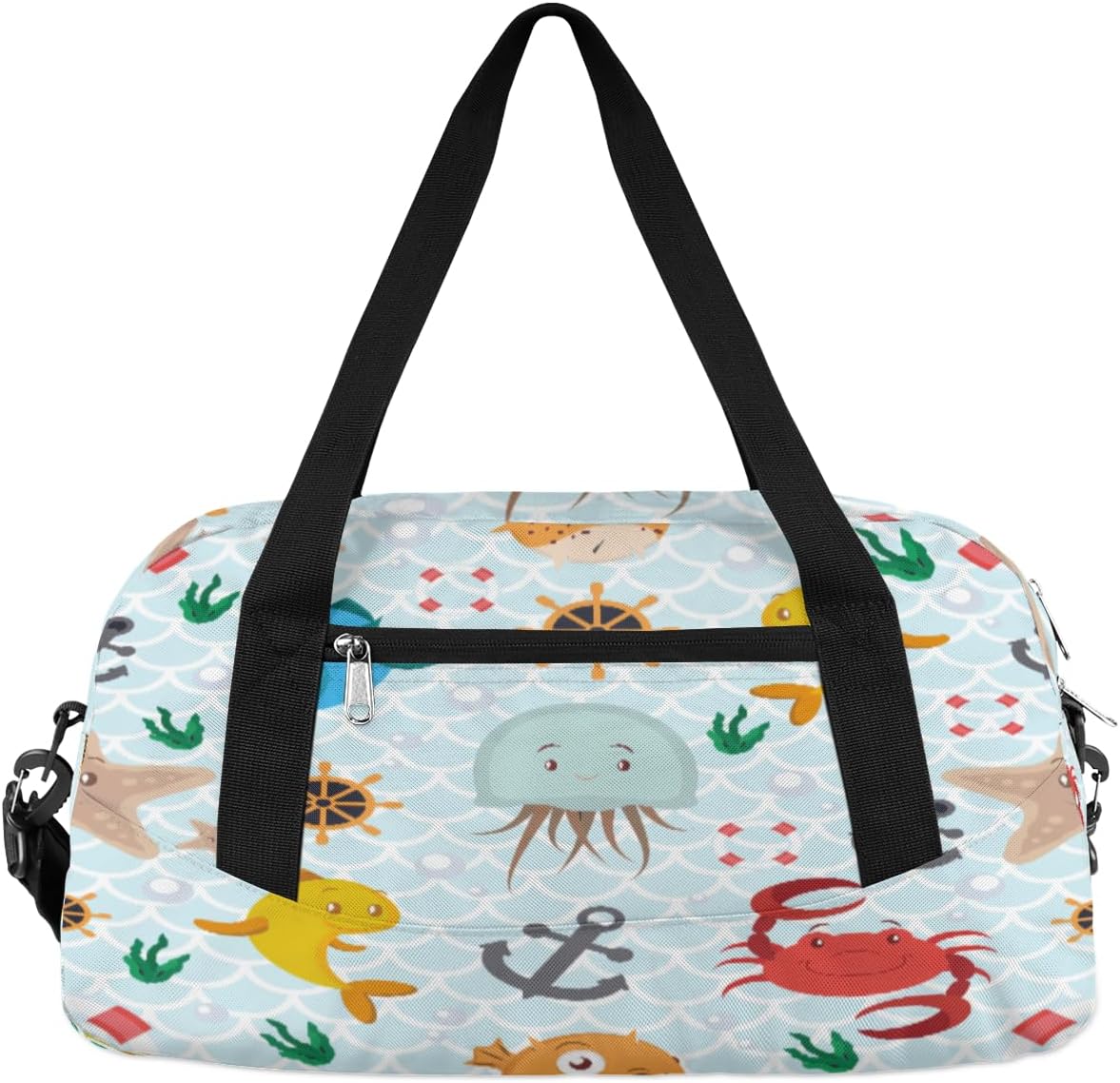 Kids Gym Bag Girls Boys Duffel Bag Colorful Ocean Fish