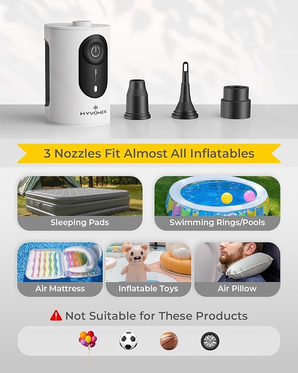 HYVOHEX Portable Air Pump for Inflatables,8000mAh Air Mattress Pump by HYVOHEX - Used condition - Image 5