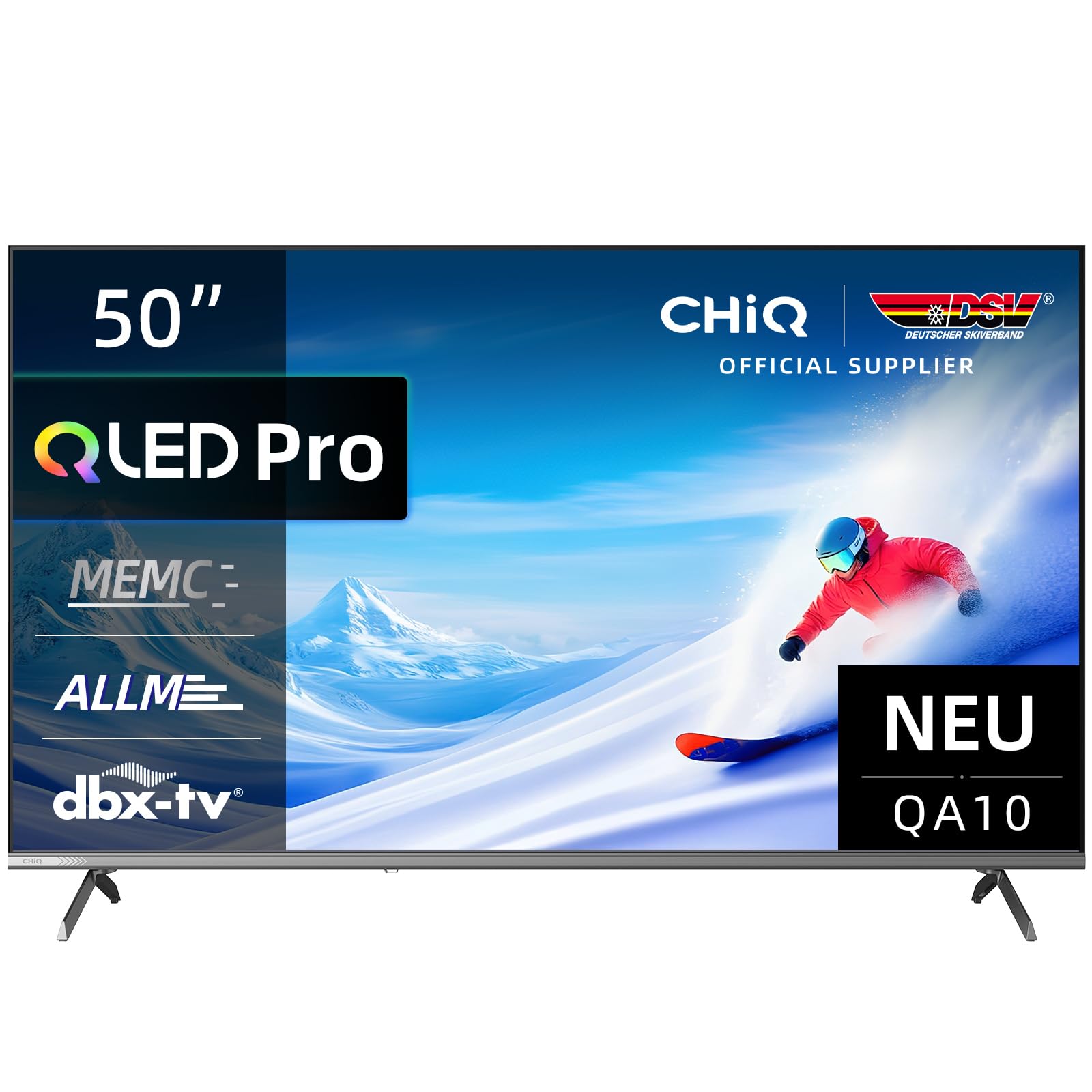 CHIQ 50QA10 50 Zoll(126 cm) 4K UHD QLED Smart Google TV,HDR10,DLG 120Hz*(Software-Enhanced), mit VRR & ALLM, Dolby Audio,Chromecast,Kompatibel mit Apple AirPlay,Integrierter Google Assistant