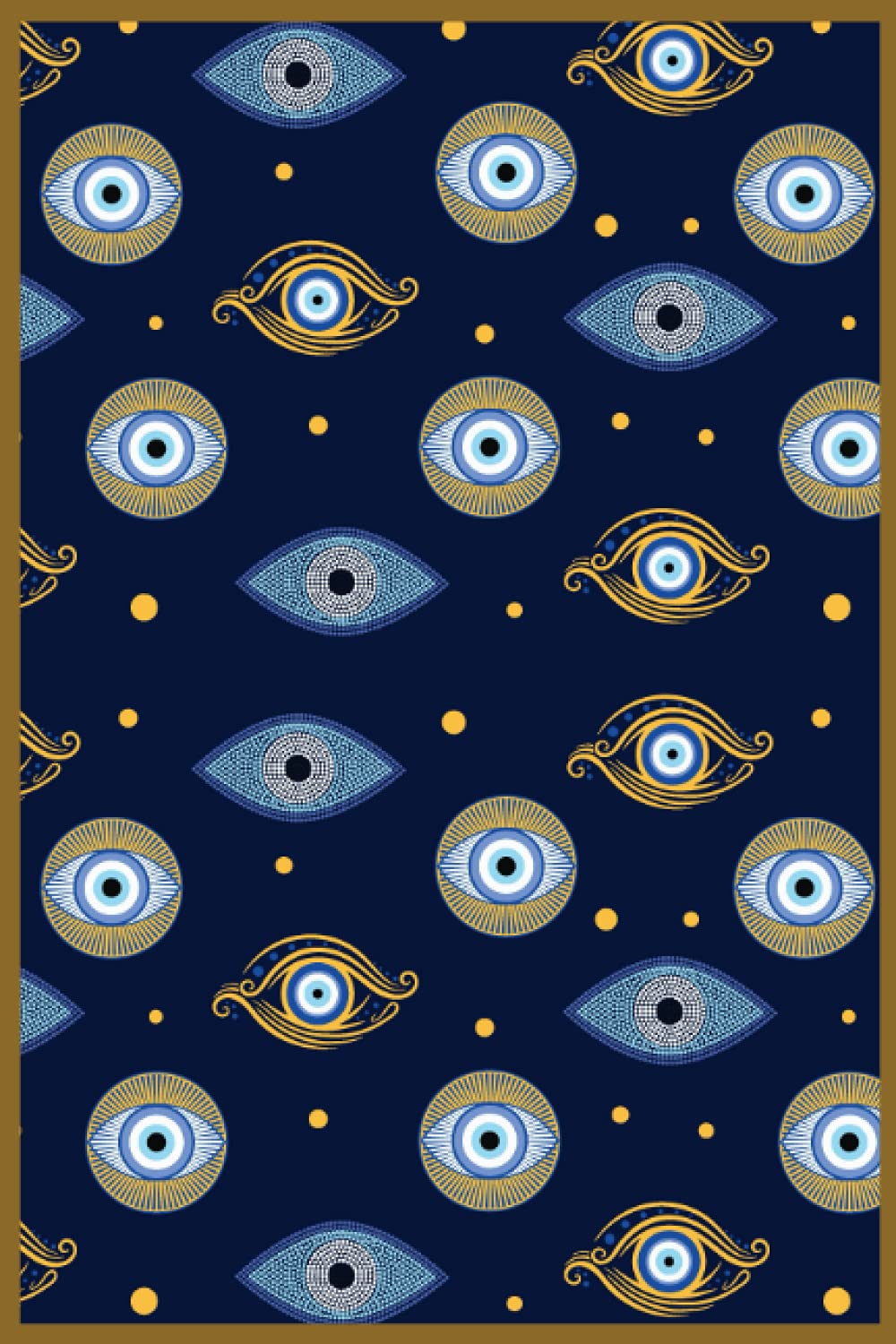 Evil Eye Blue and Gold Notebook: Blank 120 Page Lined Notebook/Journal