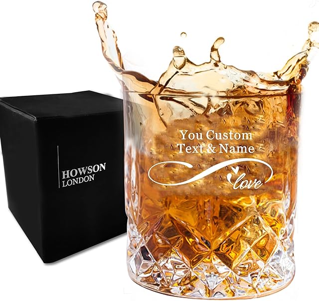 EDSG Personalised Whisky Tumbler Whisky Glass for Men Him Husband 7oz Whisky Glass with Any Name Custom Gift for Weeding Valentine's Day Birthday Father's Day Christmas(Design 1)