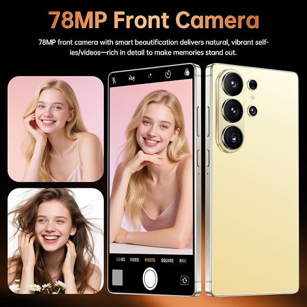 S26 Ultra Unlocked Smartphone, 7.3” 4K ULTRAHD Perforated Display, Snapdragon 8 Gen 4, 108MP+78MP Camera, 12GB+512GB, 8000mAh Battery, Built-in Pen, Dual SIM 5G (Orange) - 3