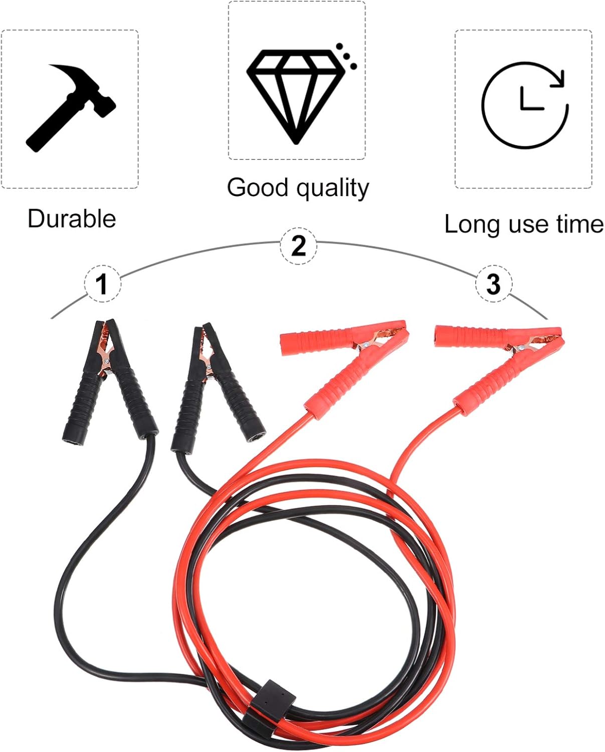 Wakauto 3m Car Emergency Power Cable Jumper Cable Alligator Clips Heavy-Duty Battery Connection Wire High-Temperature Resistant for Cars and Trucks