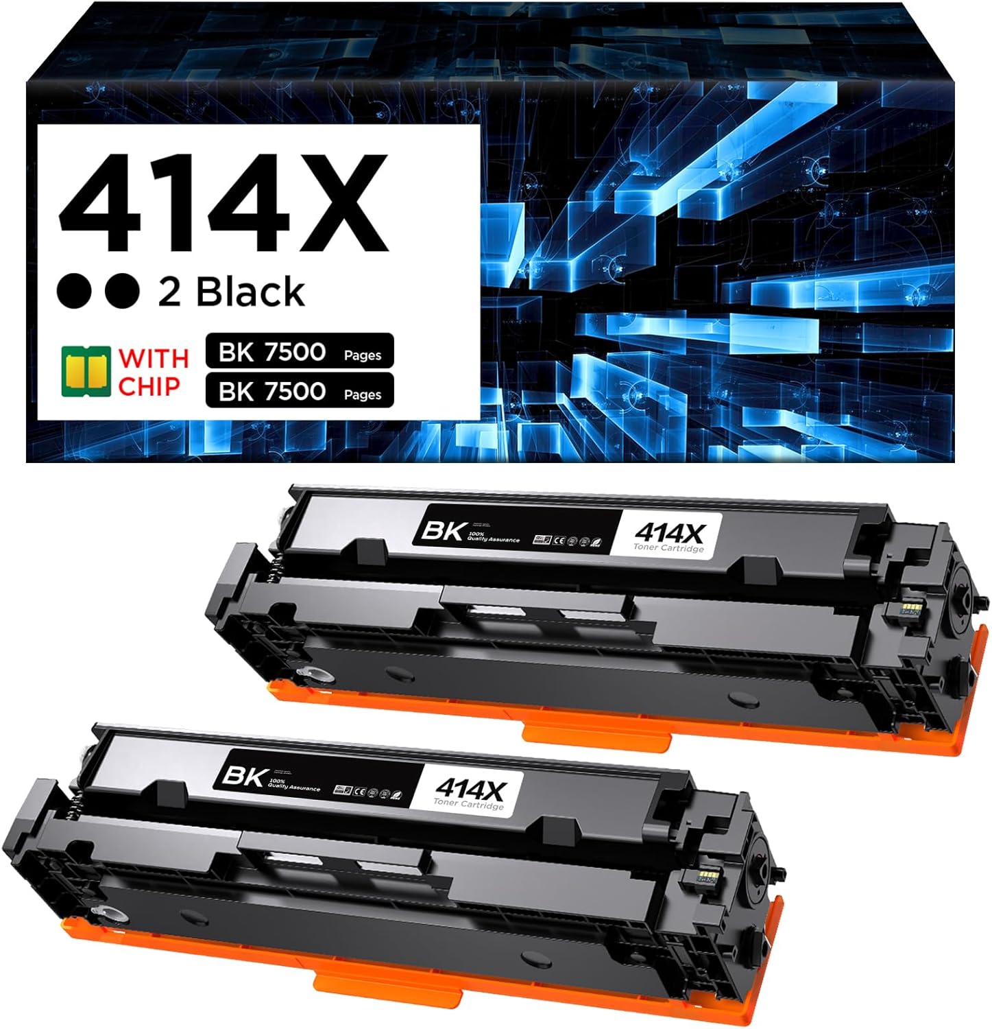 414X Toner Cartridges (with Chip) High Yield Replacement for HP 414X 414A Works with HP Color LaserJet Pro MFP M479dw M479fdn M479fdw M454dn M454dw M454nw Printer (2 Black)