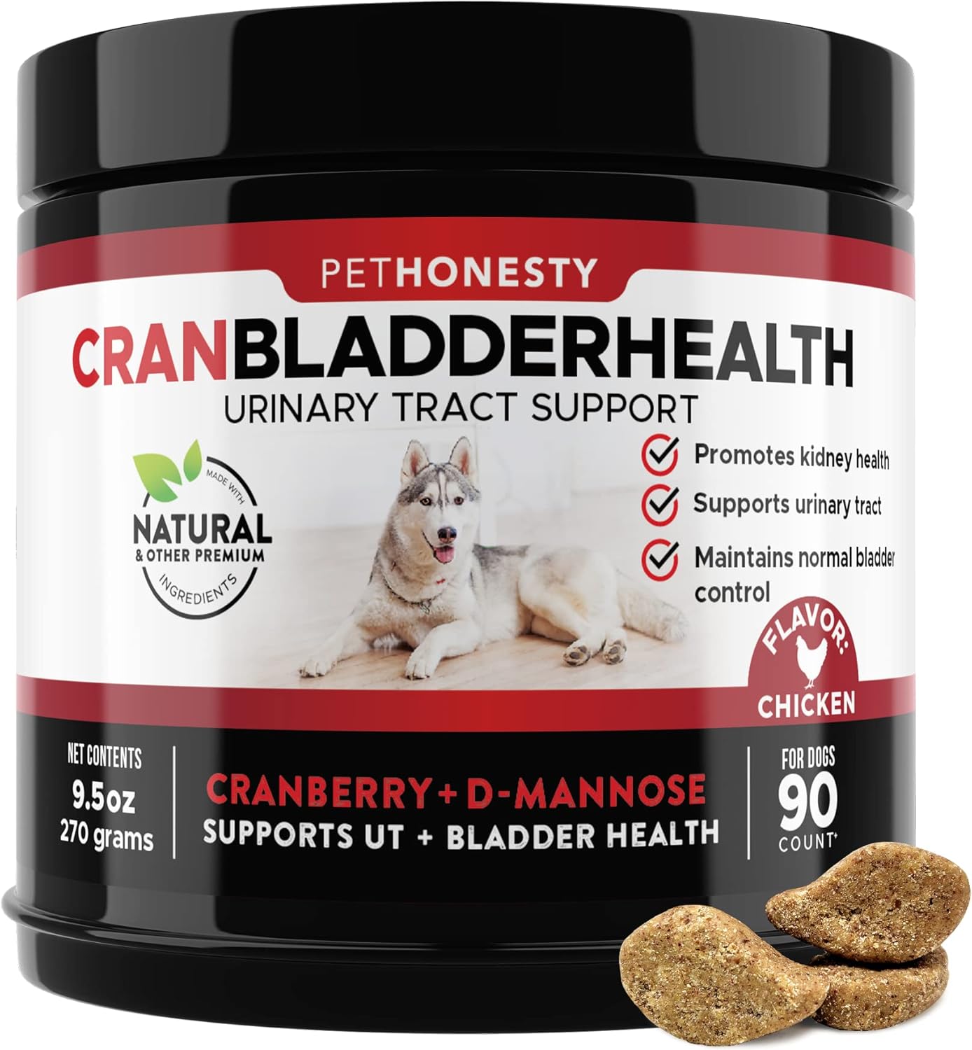 PetHonesty Cranberry for Dogs - Soft Chew Supplements, Kidney and Bladder Support, Dog UTI - Urinary Tract Health UT Incontinence, Immune System Support, D-Mannose, Marshmallow, & Echinacea (Chicken) : Pet Supplies