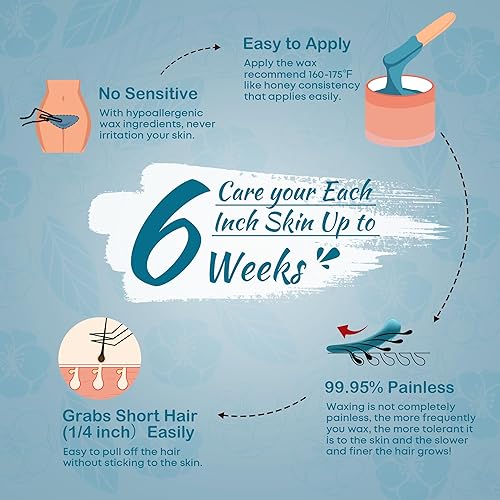 Miniatura 55 de Ajoura - Cuentas de cera, granos de cera dura de 1 libra para depilación de piel sensible para cuerpo completo, bikini, cara, cejas, espalda, pecho