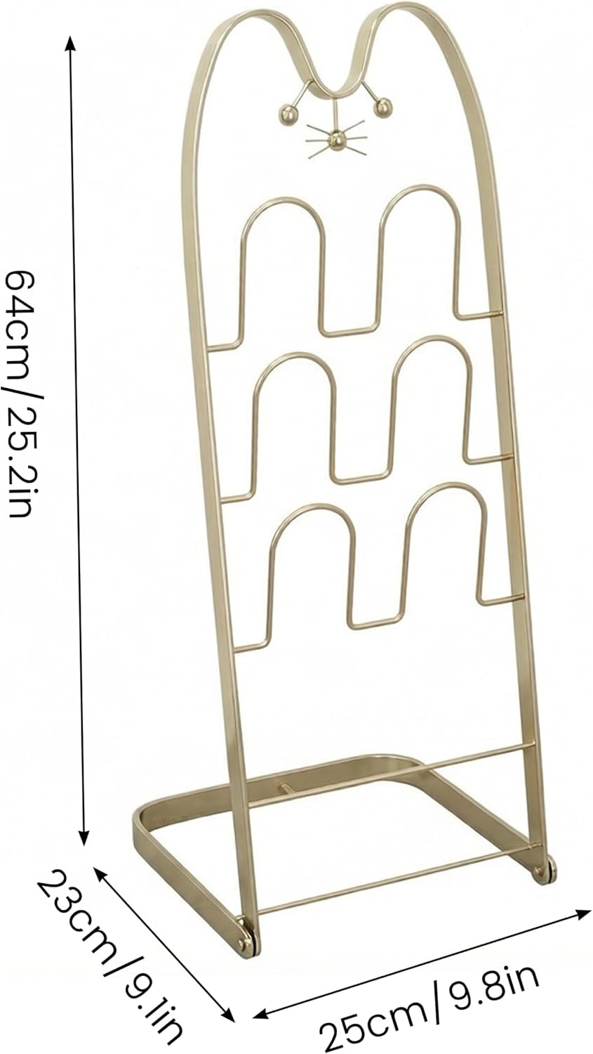Shoe Organizer near Door Narrow Shoe Rack 4-Tier Cat Paw Design Gold