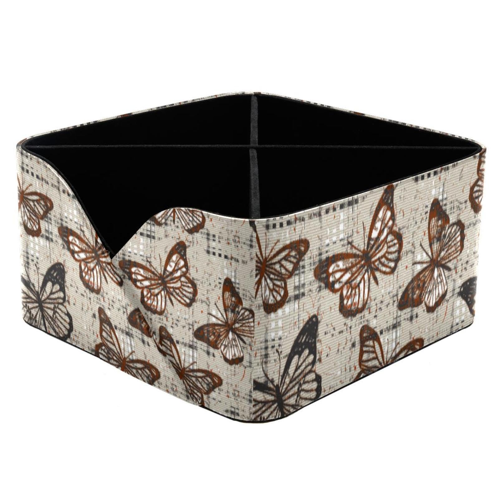 Organiseur de bureau à 4 compartiments au motif écossais et papillon pour stylos