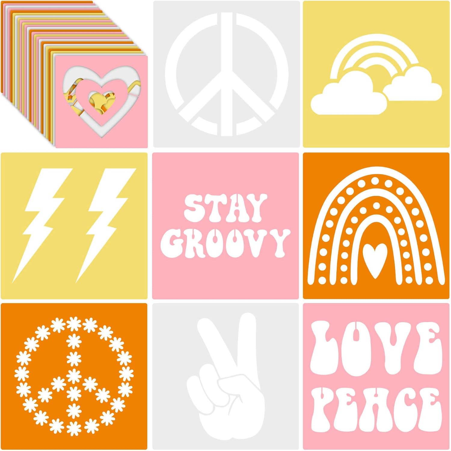 24 Pcs Farm Theme Stencil Set 8 x 8 Inch Plastic Drawing Painting Stencil Templates Animals Farmer House Stencils Reusable for Kids Painting on Wood Paper Scrapbook Wedding DIY Art Crafts