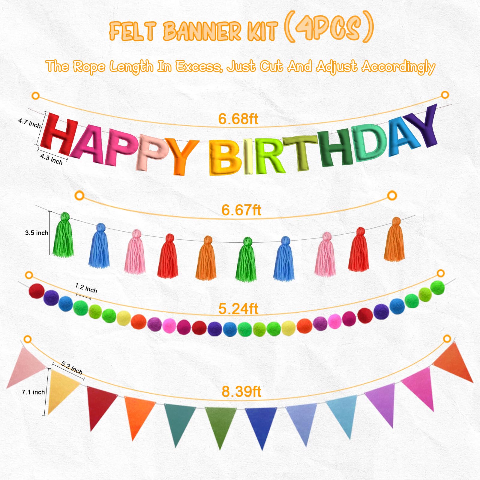 Happy Birthday Banner Kit - Pre-Strung Party Decorations -4