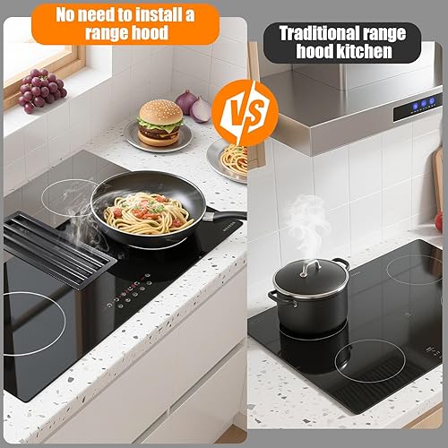 Vista 67 de Noxton Placa de cocina de cerámica, 4 quemadores incorporados, estufa eléctrica, cocina eléctrica con control táctil, temporizador de bloqueo