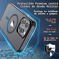 Vista 3 de SUPFINE - Funda magnética para iPhone 14 Pro Max (compatible con MagSafe), (protección contra caídas de grado militar de 10 pies), delgada, Negro