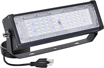 WERISE 50W Flood Light Outdoor IP66 Waterproof, 10000LM 200LM/W Super Bright LED Stadium Lights with Plug, 6000K Daylight White 100-277V Security Lighting for Yard Parking Lot