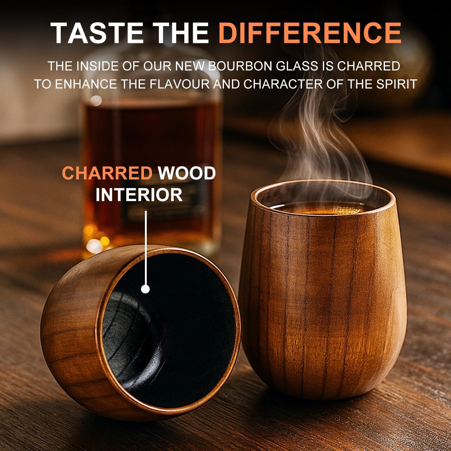 Bourbon Gifts for Mens Year Old Birthday Whiskey Glasses Cool Wooden Cups Christmas Drinking Gift for Him Husband Brother Dad Best Bourbon Gift Wood Whiskey Lovers Tumbler Man Male Buffalo Trace Gifts - Image 3