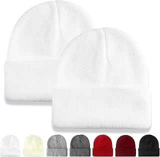 2 Packs Beanie for Men Women Winter Hats for Mens Beanie Cuffed Knit Beanies Skull Cap