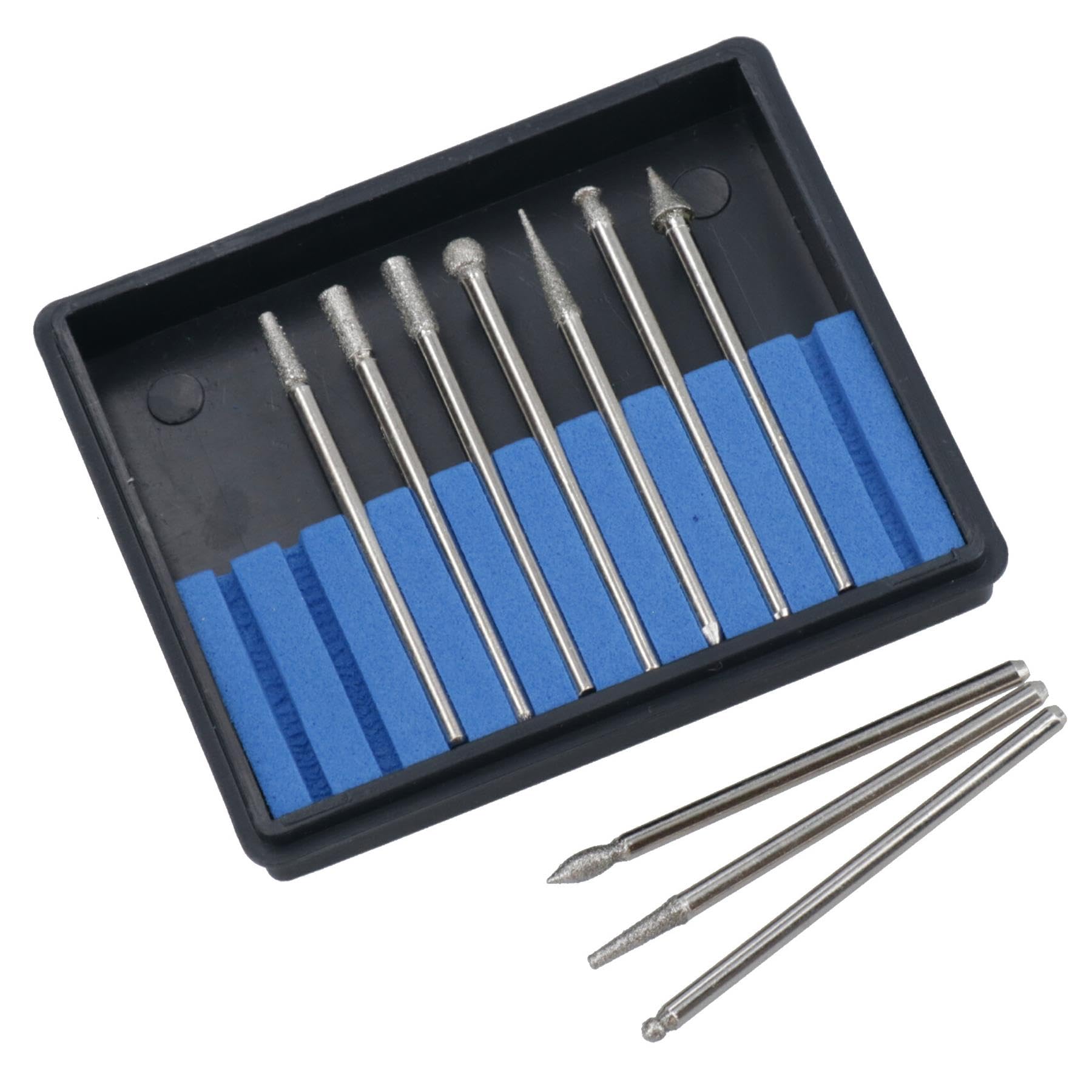 10pc Diamond Burr Engraver Engraving Set Rotary Tool 150 grit 2.35mm Shank TE631