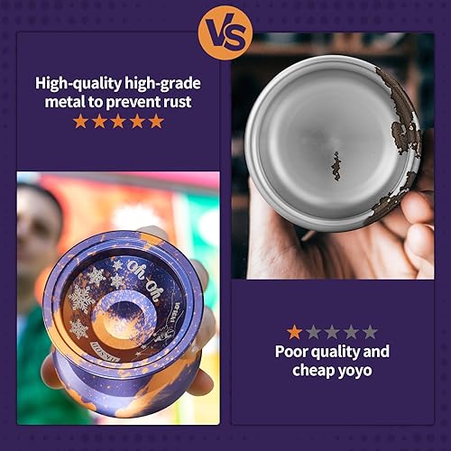 Miniatura 5 de Yoyo Profesional Responsive para niños principiantes, Yoyos profesional sin respuesta para la serie Aldult (morado y naranja)