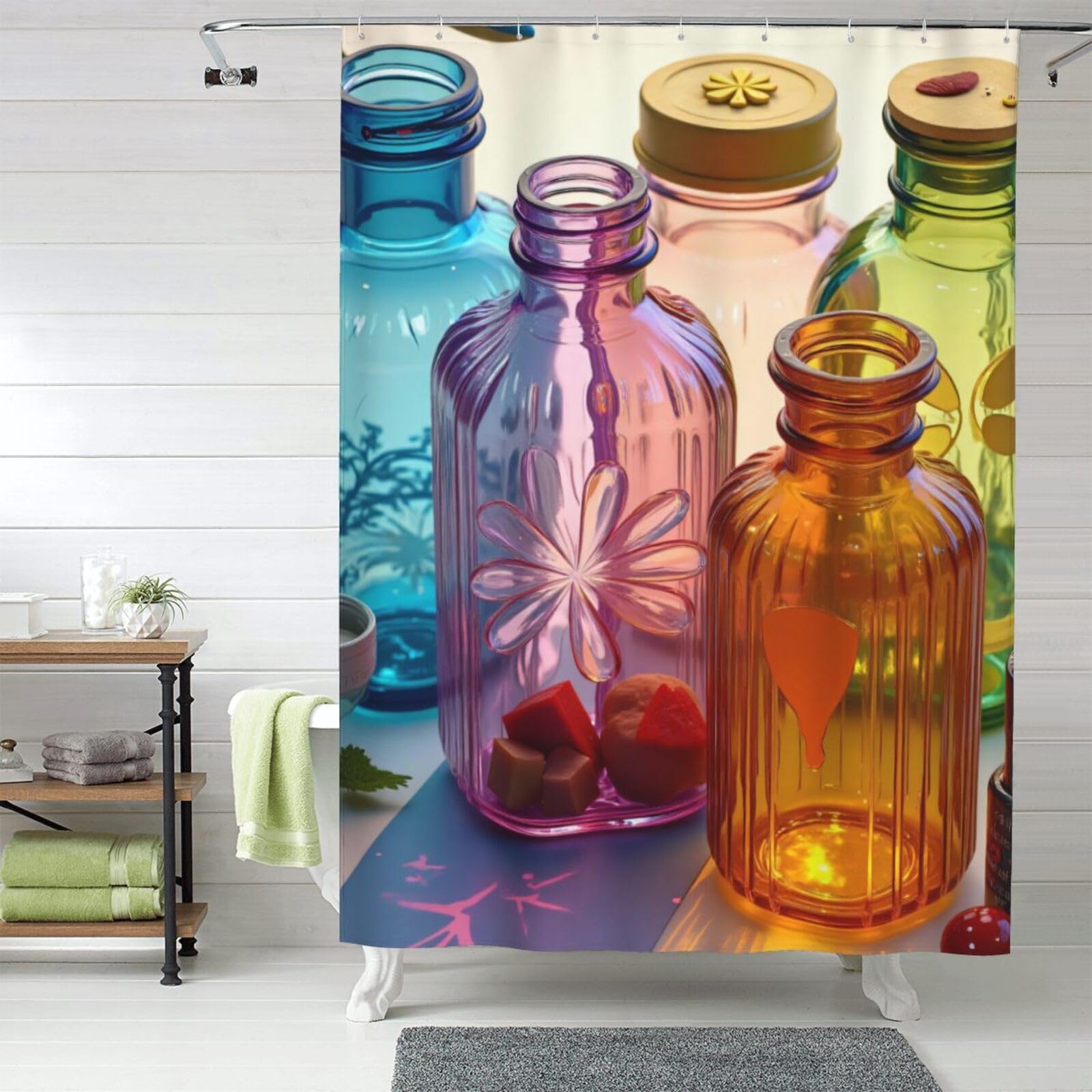 Rideau de douche en tissu épais n°8 pour salle de bain lavable 152x183 cm