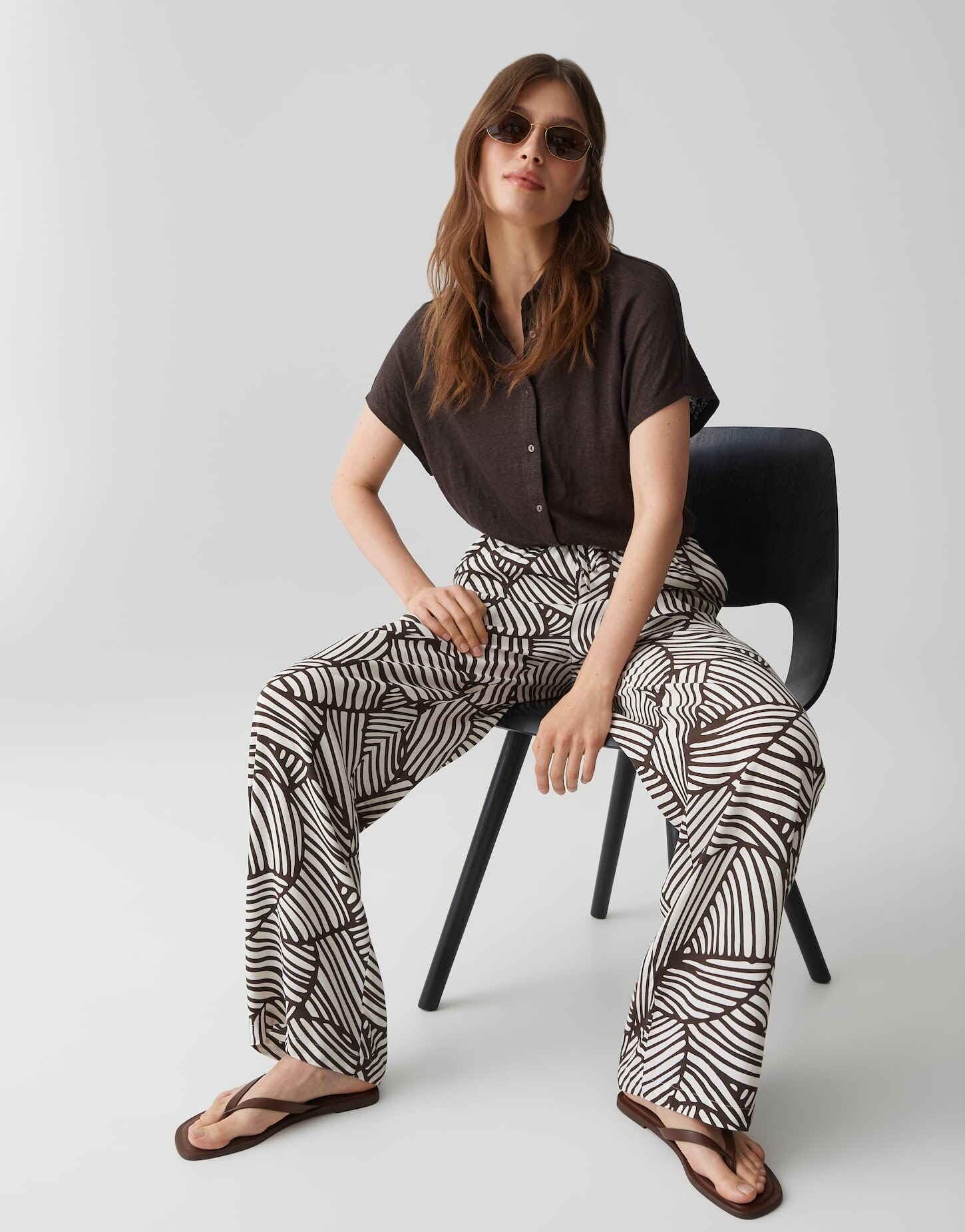 OPUS Damen Wide Leg Pants | MAROU Botanical Wide Leg Pants aus feiner Krepp Viskose