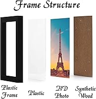 Vista 2 de Juego de 5 portarretratos de 18 x 24 pulgadas, marcos de fotos negros de alta transparencia para galería de pared horizontal de escritorio vertical