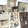Vintage Scrapbook Paper Junk Journal Supplies,Craft Paper Kits Collage Antique Paper for Grunge Cottagecore Room Decor Aesthetic Art Shooting Background,Skeleton Gothic Creusu Horror Art Print (C) #3