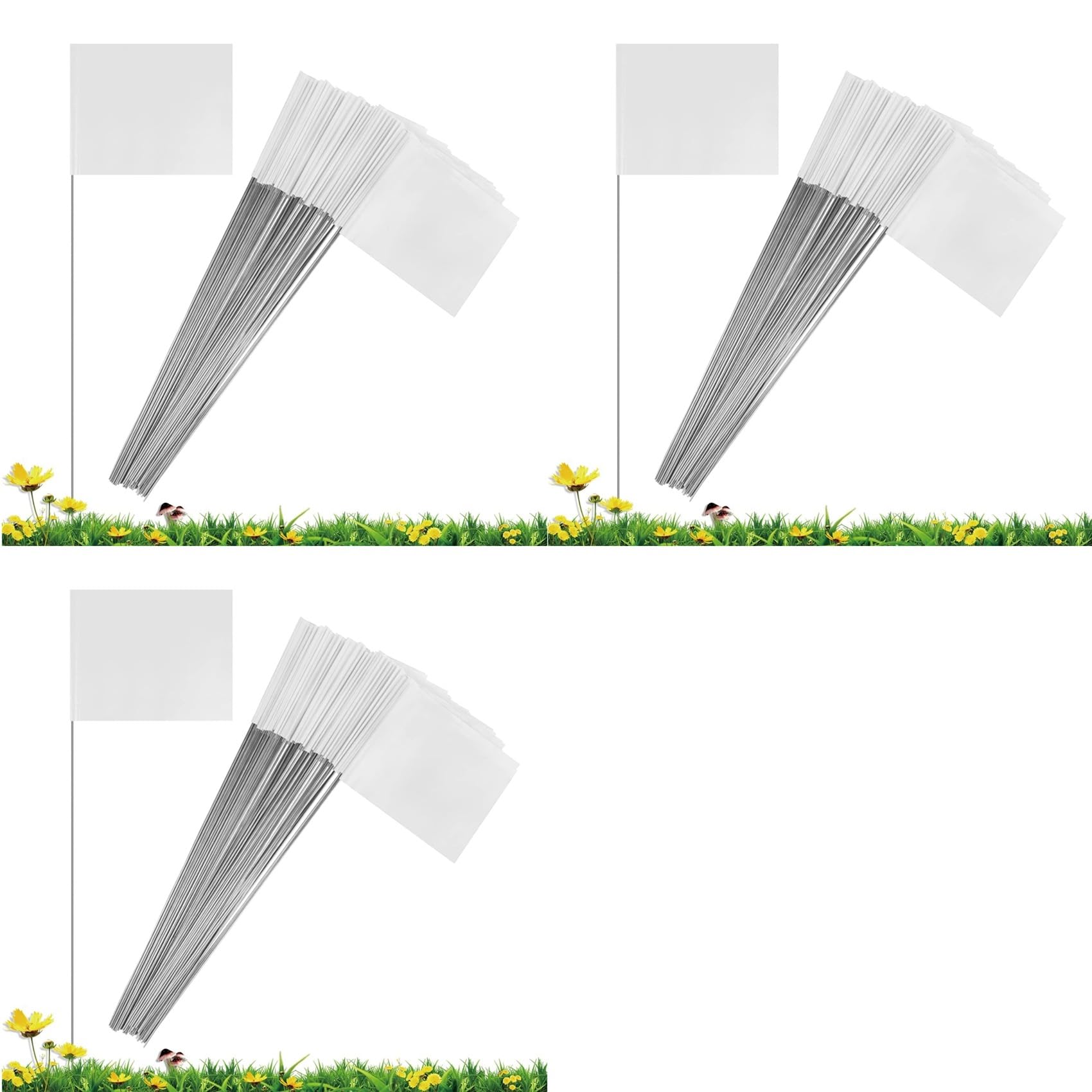 Jnchdghwa White 150Pack Marking Flags, Yard Flags 15X4x5inch, Marker Flags, Lawn Flags Markers, Irrigation Flags, Landscape Flags