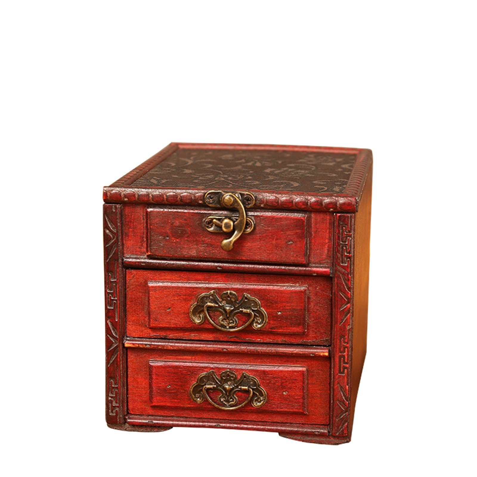 LVUNZJCA Vintage Box Chest Creative Retro Wooden Jewellery Box with Drawer Antique Dresser Box for Jewellery, Toy