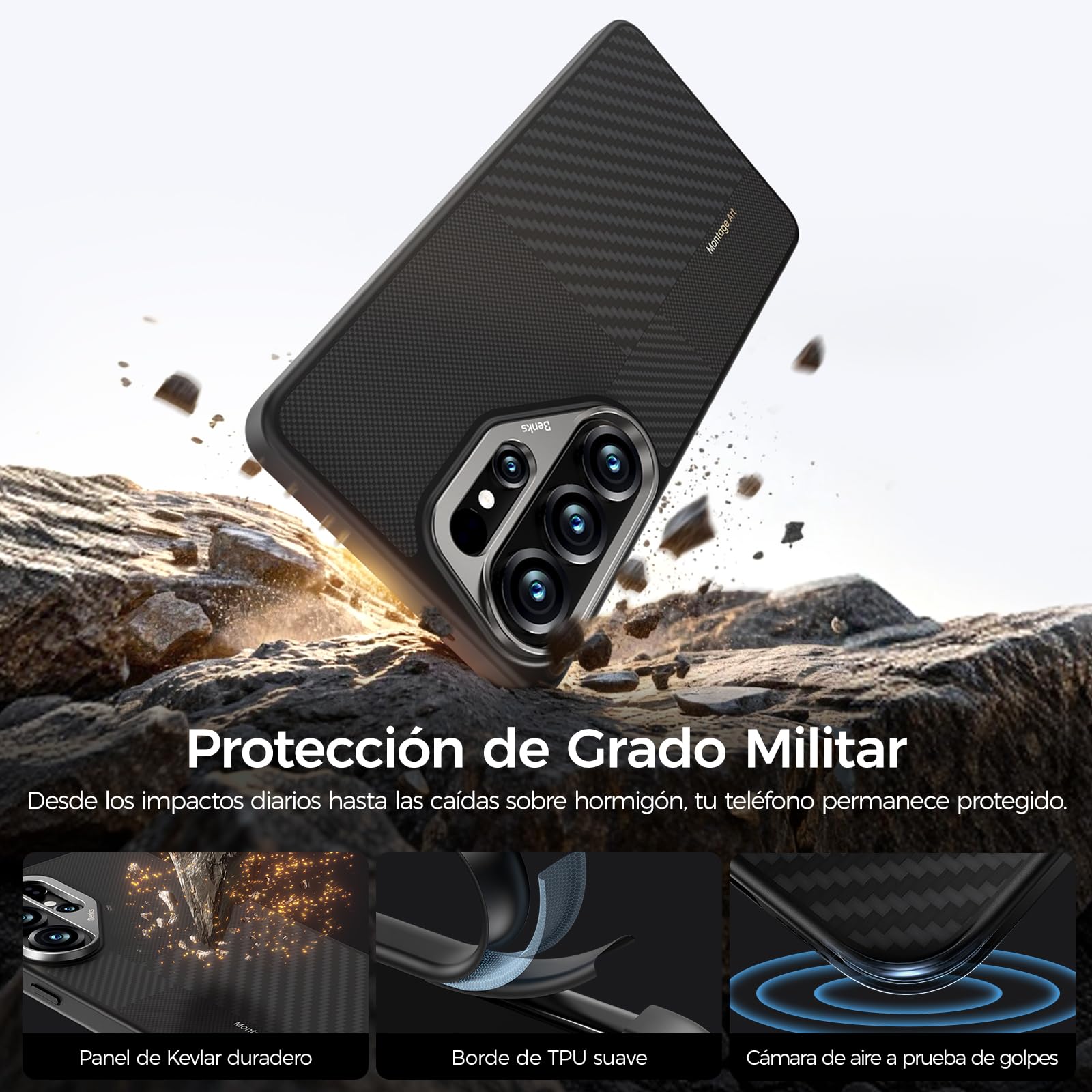 BENKS Funda Antigolpes Montage ArmorPro con Soporte Magnético para Samsung Galaxy S26 Ultra
