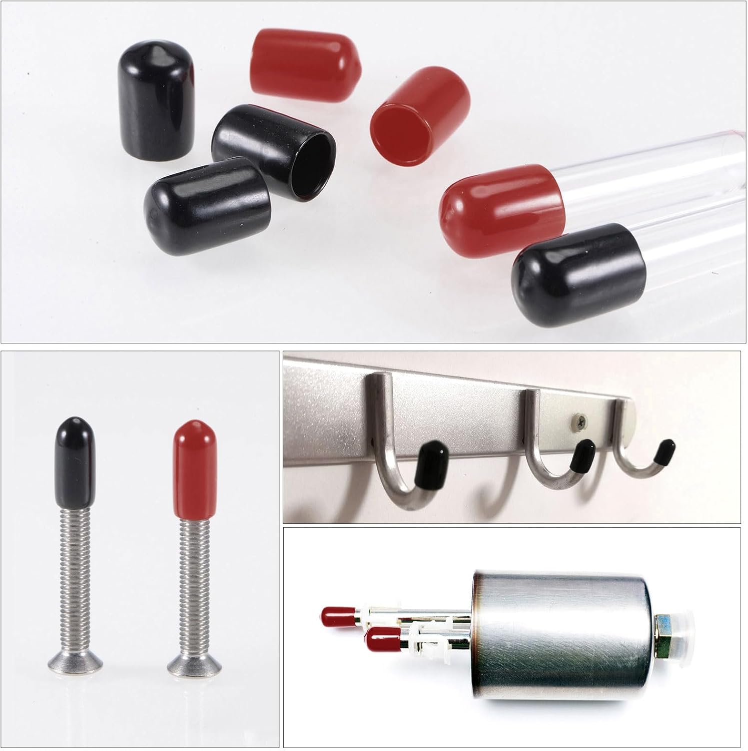 uxcell 20pcs Round Rubber End Caps 1/16"(1.5mm) Wine Red Vinyl Cover Screw Thread Protectors