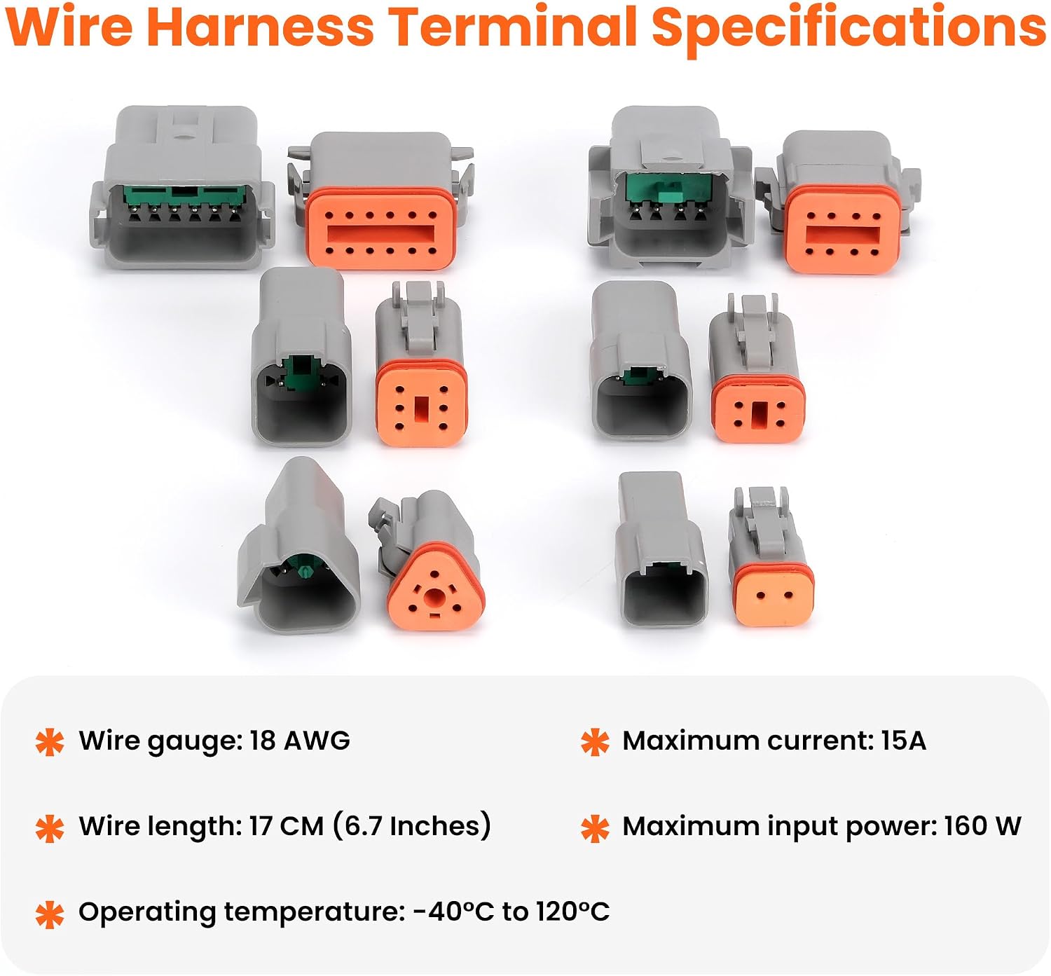 6 Sets Deutsch 2 Pin Connector Kit - Waterproof Electrical Connectors 18 AWG, IP67 Automotive Wire Connectors (Male & Female) for Car, Truck, Boat